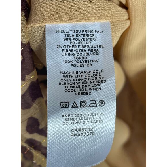 Ann Taylor Petite SP Leopard Print Blouse Long Sleeve Tie Neck Top - Picture 4 of 11